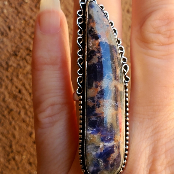 New Huge Sodalite 925 Silver Statement Ring. - Picture 4 of 16